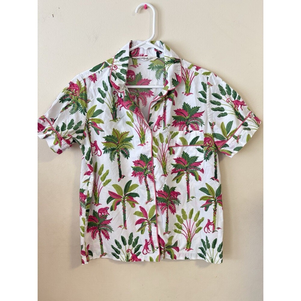 Anthropologie Print Fresh Royal Palms Monkey Pajama Top XS